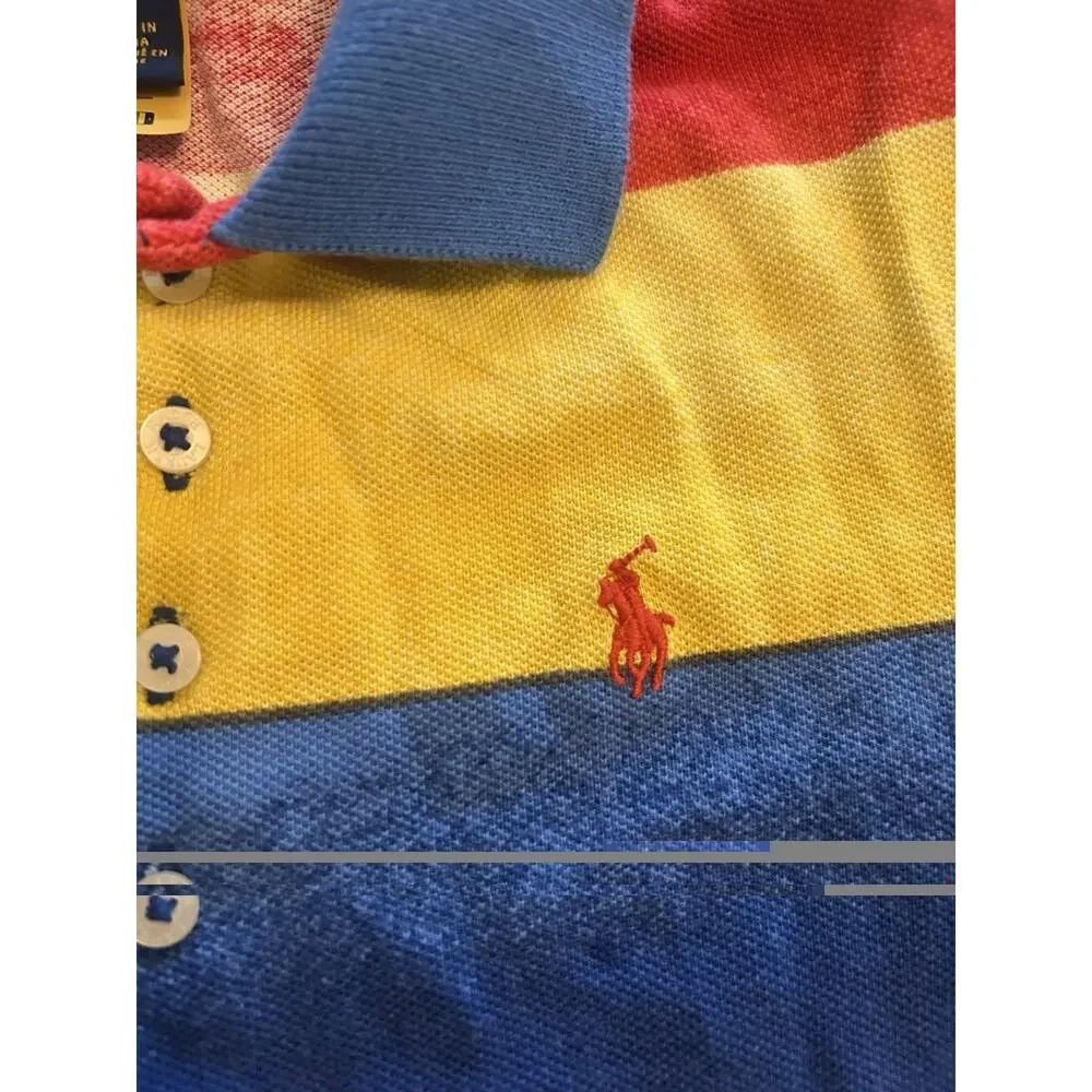 Polo Ralph Lauren Girls Size 6 Dress Multicolored Striped‎ Ruffle Cotton Casual